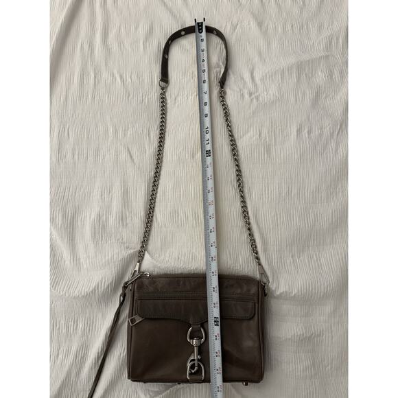 Rebecca Minkoff Mini MAC Leather Crossbody Bag Taupe Silver Hardware - Picture 10 of 14